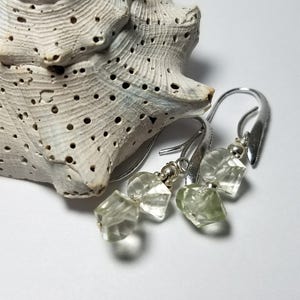 Green Amethyst SemiPrecious Gem Stone Dangle Drop Earrings Adorned w/Elegant Swarovski Crystal Hoops/SS3mmBeads #381