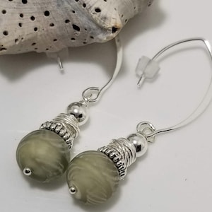Moss Green Itty Bitty Lampwork (handblown glass) Earrings #790