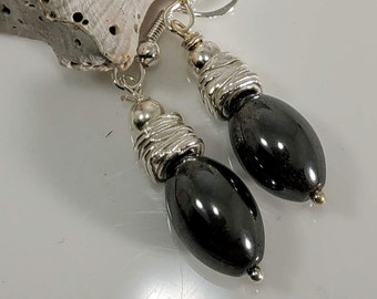 Hematite Stones adorned with .925 Sterling Silver Findings #1025