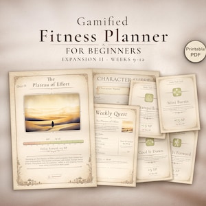 Fitness Planner Printable - Gamified Workout Habit Tracker | 4 Week Expansion 2 Wellness Plan PDF