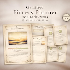 Afdrukbare fitnessplanner: gamified workout-gewoontetracker | pdf-bestand met wellnessplan voor 4 weken, uitbreiding 2
