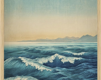 Onda che si infrange sulla costa orientale / Stampa xilografica giapponese / Arte oceanica Ukiyo-e / A3 A2 A1