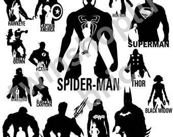 Superheld Silhouette SVG Bundle | Comic Buch Clipart (digitaler Download)