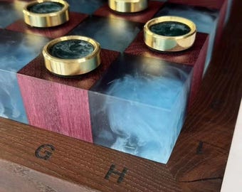 Damas de backgammon de latón y resina epoxi: piezas de 30 mm hechas a mano, accesorios de lujo para juegos de mesa.