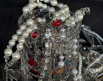 Mystery Silver Jewelry Jar| Surprise Necklace Earrings Rings Set