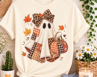 Coquette Ghost PNG | Preppy Pumpkin Ghost Design, Girly Halloween Fall Sublimation, Thanksgiving Boho Ghost Shirt (Digital Download)