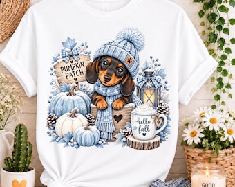 DACHSHUND DOG PNG | Fall Halloween Pumpkin Design, Trendy Autumn Shirt Design, Thanksgiving Fall Dog Digital Download
