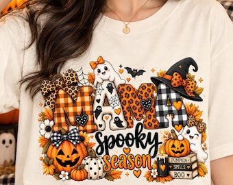 Halloween Mama PNG, Spooky Mama Shirt Design, Cute Halloween Mom PNG, Fall Family Party T-Shirt (Digital Download)