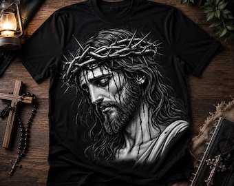 Jesus Crown of Thorns Sketch PNG | Christian Religious Art for T-Shirts (Digital Download)