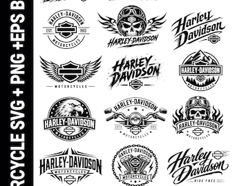 Motorcycle SVG, PNG, EPS Bundle | Harley Davidson Biker Clipart for T-Shirts, Mugs, Stickers (Digital Download)