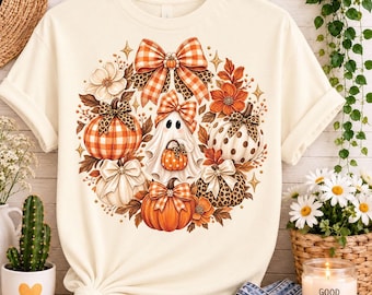 Fall Pumpkin PNG | Halloween Pumpkin Season Design, Girly Preppy Ghost, Boho Autumn Sublimation