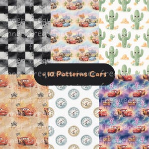 Paquete de patrones de carreras de acuarela caprichosos • 10 papeles digitales • Estilo de aventura lúdica • Cumpleaños, habitación infantil y scrapbooking