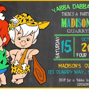 Flintstones.Pebbles. BamBam Invite. Bam Bam Invite. Pebbles Invite.  Flintstones Party. Bam Bam Party. Pebbles banner.Pebbles Invite