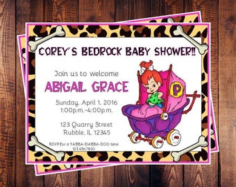 Flintstones Pebbles Bedrock Baby Shower Invite
