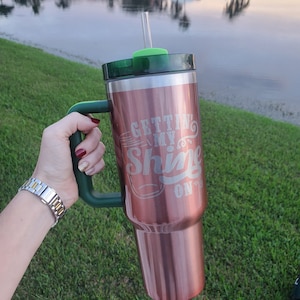 Watermelon Moonshine Laser Engraved 40oz Tumbler.  Shine On. Stainless steel. 40oz tumbler with handle.  Dupe