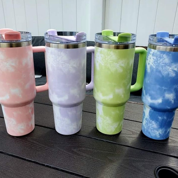 40oz Tumbler. Tie Dye. Tie Dye Cup. 40oz mug with straw. Marble cup. Insulated tumbler.