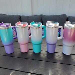 40oz Shimmer tumbler.  Sublimation ready. Stainless steel.Dupe. 40oz tumbler with handle.  Shimmer cup. Holographic tumbler.