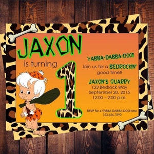Flintstones Bam Bam Bedrock Birthday Invite. Flinstones Shower. Bam Bam Shower. Pebbles Shower. Yabba Dabba Doo.