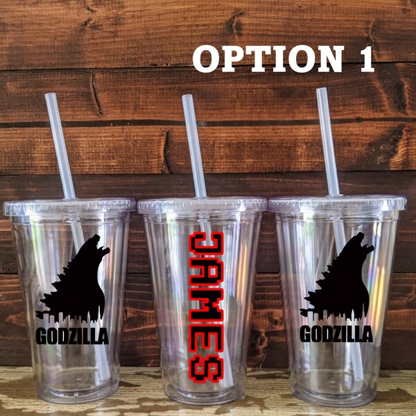 Godzilla Tumbler Party Favors. Godzilla Cups. Godzilla Party. Godzilla Gifts. Godzilla Insulated Cup. Godzilla birthday. Godzilla inspired.