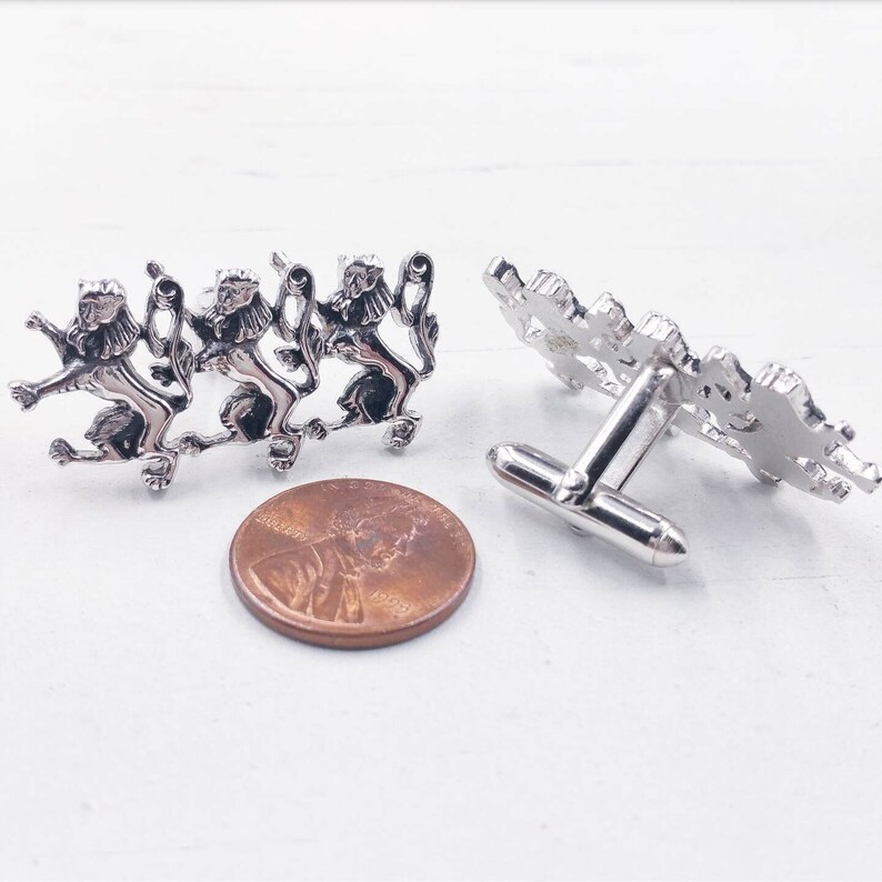 Wedding Cufflinks Vintage Lion Cufflinks Groom Jewelry Accessories Signed SWANK Gift for Him Lion Passant Cuff Links Men/'s Jewelry