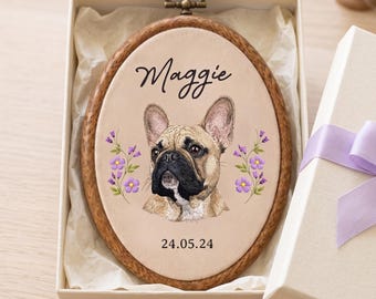 Pet Memorial Embroidery Hoop, Personalized Pet Loss Gift, Custom Pet Portrait from Photo, Dog Memorial Keepsake, Sympathy Gift for Pet Lover