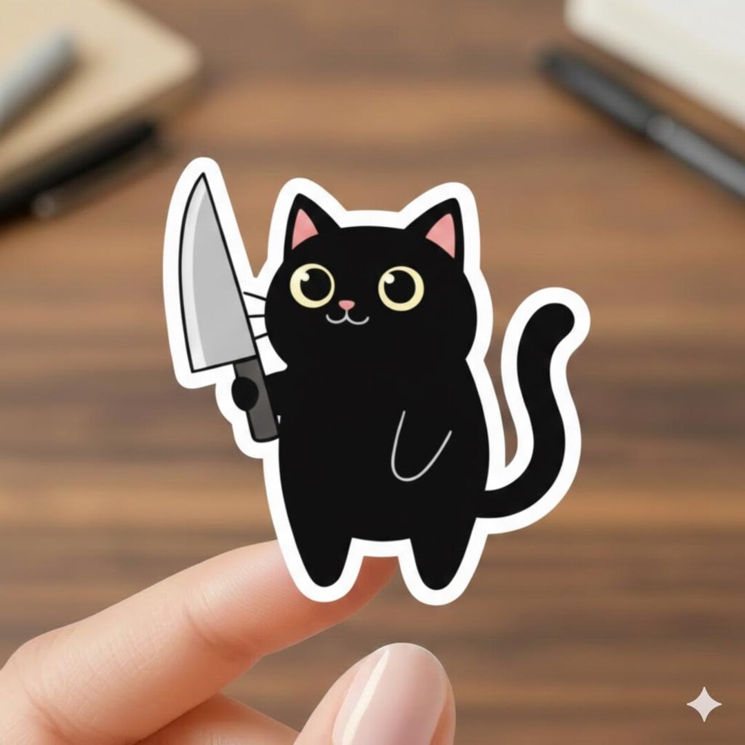 Black Cat Sticker, Funny Cat Meme Sticker, Sticker for Kindles Laptops ...