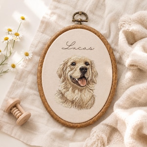 Personalized Pet Portrait Embroidery Hoop Art, Custom Dog Memorial Gift, Embroidered Pet Portrait from Photo, Pet Loss Sympathy Gift image 2