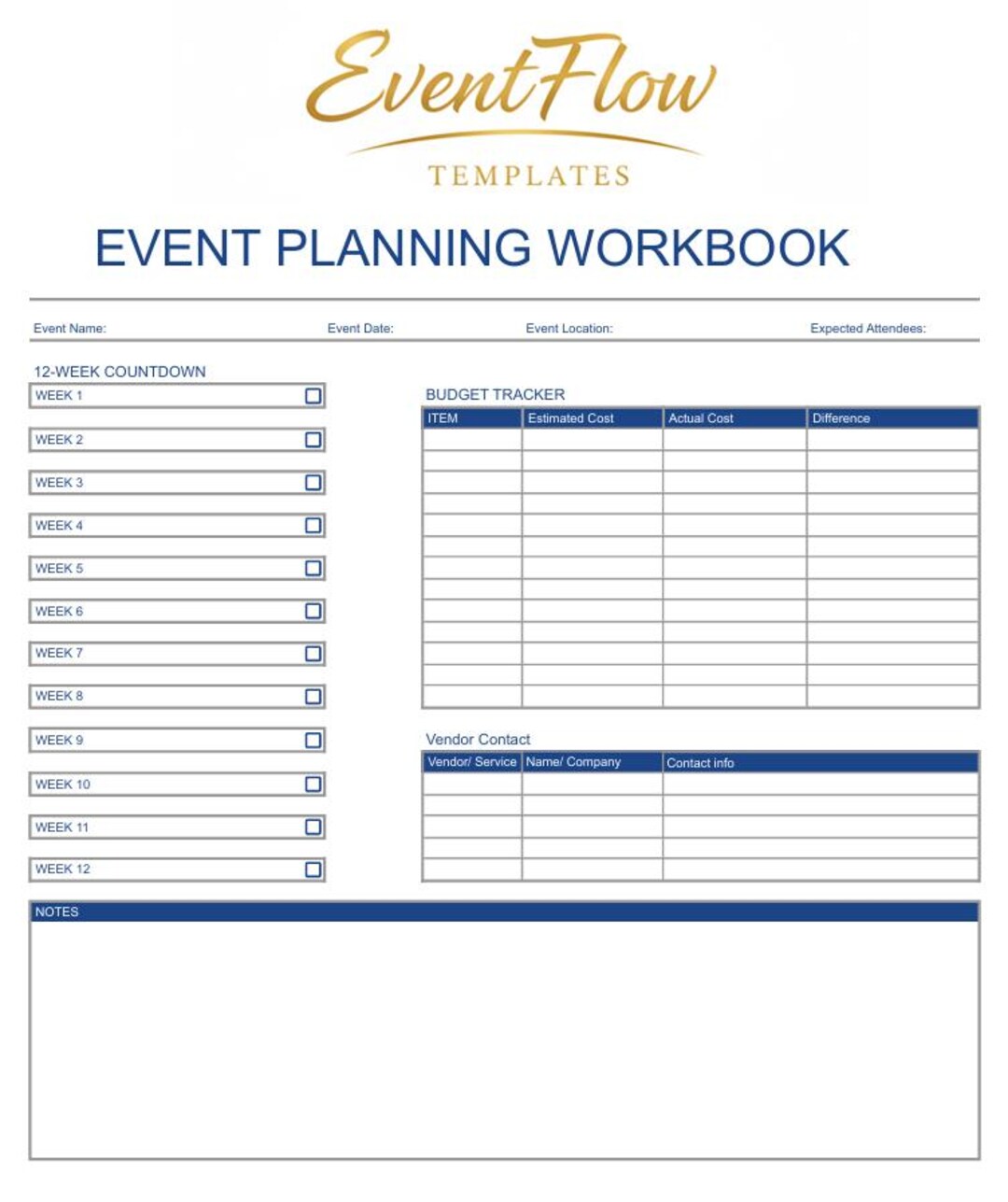 Complete Event Planning Template | Corporate Events | Checklist Budget ...