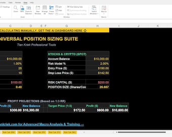 Universal Position Size Calculator Excel • Forex Risk Management Tool • Stock & Crypto Lot Size Calculator • Prop Firm Risk Sheet