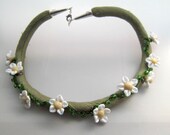 Lampworked Glass Daisy Chain Necklace Handmade and One of a Kind