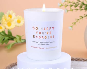 Candela regalo di fidanzamento personalizzata: cera di soia, vetro smerigliato