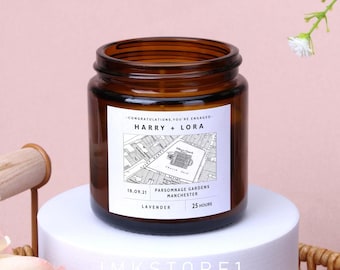 Candela di fidanzamento con mappa personalizzata, cera di soia, regalo con luogo personalizzato