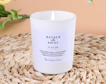 Candela regalo personalizzata per la madre della sposa: candela profumata in cera di soia