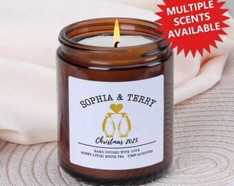 Candela di Natale personalizzata per coppia, regalo di Natale personalizzato per lei, regalo di Natale per la moglie, regalo per il fidanzato, regalo per la fidanzata