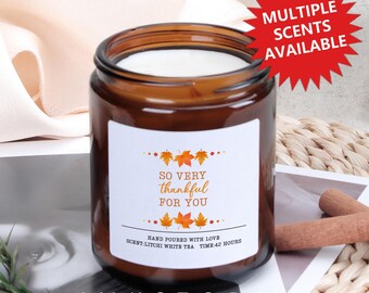 Candela regalo "Grato per te", regalo di ringraziamento, regalo di apprezzamento, regalo di apprezzamento per l'insegnante, candela del Ringraziamento, regalo per l'ospite per lei