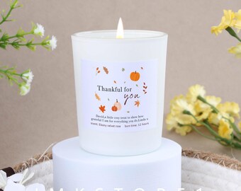 Candela ispirata all'autunno, regalo del Ringraziamento - Candela profumata in vetro smerigliato - Regali personalizzati