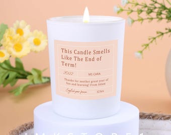 Candela regalo personalizzata per insegnanti, fine semestre, cera di soia
