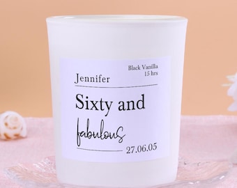 Candela regalo per il 60° compleanno: candela profumata di lusso in cera di soia