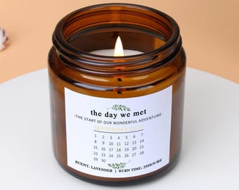 Regalo di anniversario personalizzato - Regalo "La data in cui ci siamo incontrati" - Candela profumata da farmacia