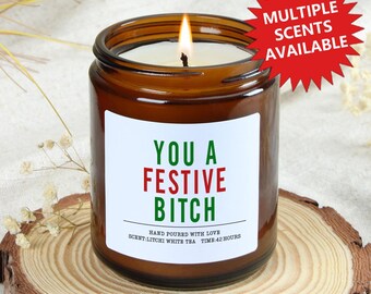Divertente regalo di candela di Natale per lei, candela "Sei una stronza festiva", divertente regalo di Natale, candela di Natale, bomboniera per la festa di Natale, regalo per la migliore amica