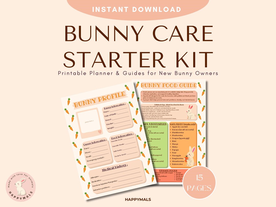 Printable Rabbit Care Printable Rabbit Care Planner – New Bunny Owner Guide (PDF) - Etsy