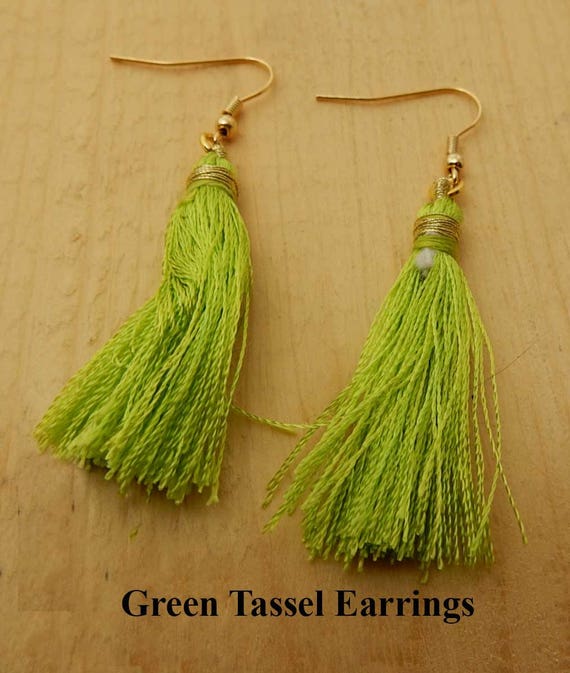 Light green hotsell tassel earrings
