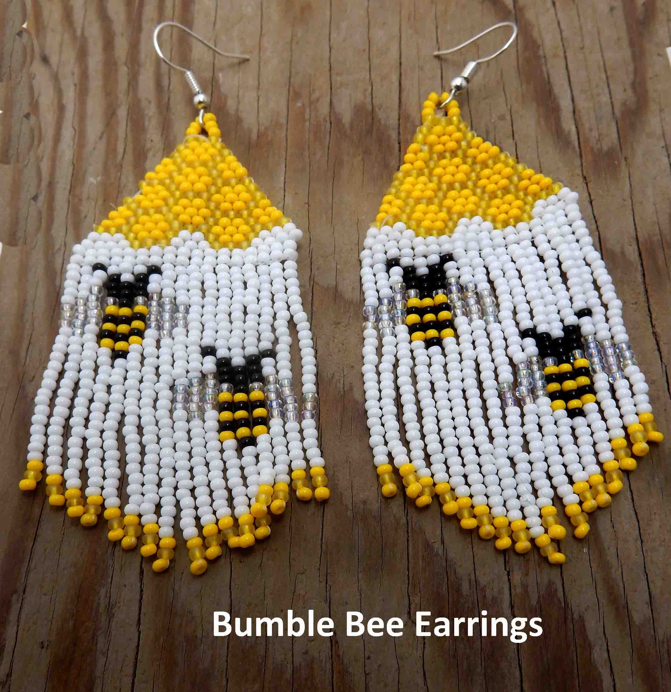 Beaded bee earrings discount