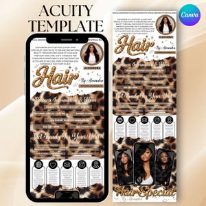 Acuity Scheduling Leopard Template, Acuity Template Hair Stylist, Acuity Booking Template Hair, Acuity Booking Website, Canva Editable