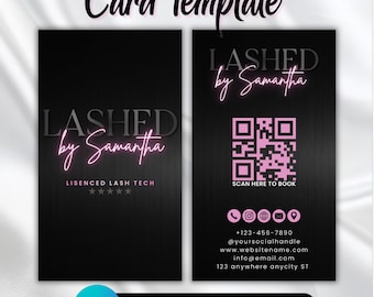 Lash Tech Business Card, QR Code Lash Business Card, Eyelash Artist Card, Lash Artist Calling Card, DIY Text, Instant Download