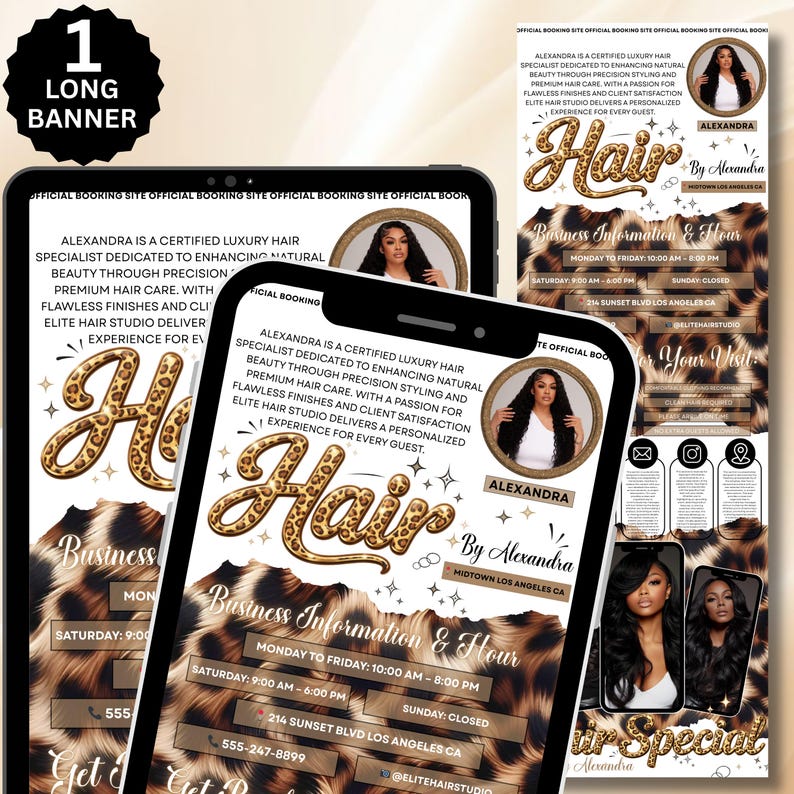 Acuity Scheduling Leopard Template, Acuity Template Hair Stylist, Acuity Booking Template Hair, Acuity Booking Website, Canva Editable