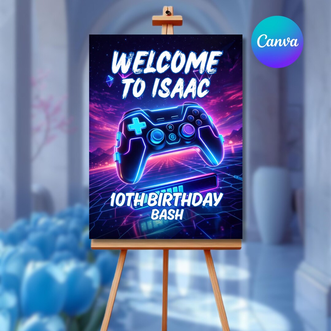 Video Game Birthday Party Welcome Sign, Gamer Boy Party Welcome Sign ...