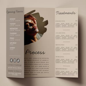 Esthetician Trifold Brochure, Med spa Skincare Beauty Brochure Template, Beauty Salon Price List, Beauty Esthetician Flyer, Canva Editable
