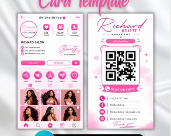Instagram Business Cards, DIY Canva Business Card Template Design, IG Influencer Cards, Small Business Digital Cards, Premade Business Card