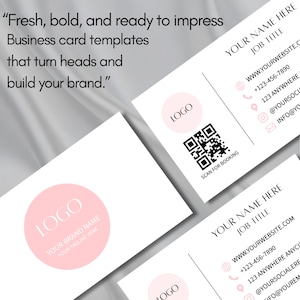 Business Card Template, QR Code Business Card, Printable Calling Card, Editable Pink Business Card, DIY Canva Template, Instant Download